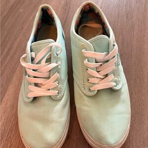 Mint Canvas Lace-Up Vans Sneakers with Floral lining and matching laces
